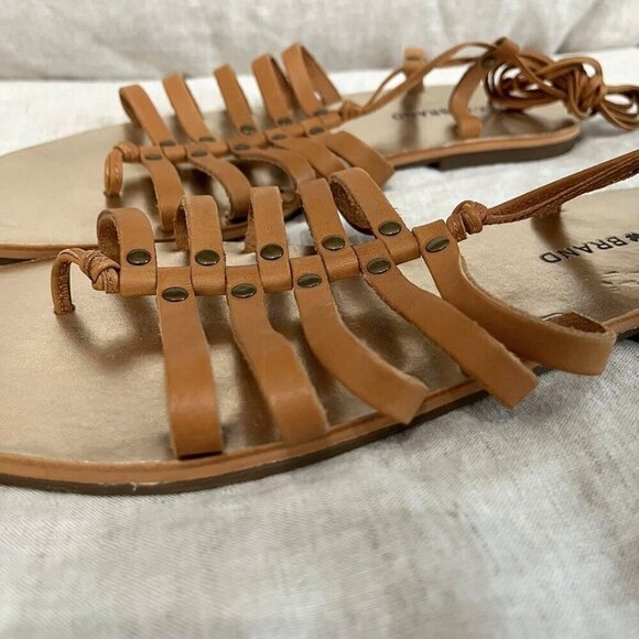 NWOT LUCKY BRAND BROWN LEATHER GLADIATOR GREEK LACE UP FLAT SANDALS - 10 (40) - Picture 10 of 11